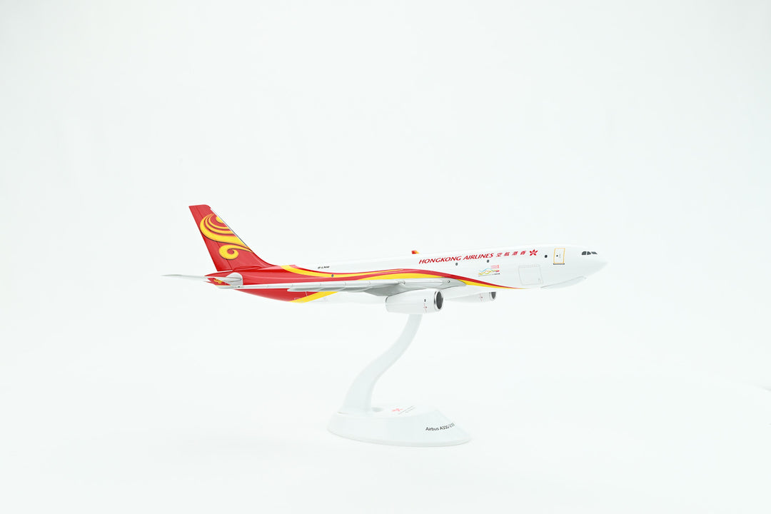 Detailed close-up of Hong Kong Airlines logo on Airbus a330F Freighter model
