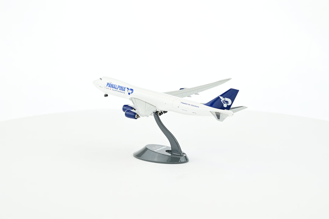 Detailed close-up of panalpina logo on Boeing B748F 1:400 scale model 