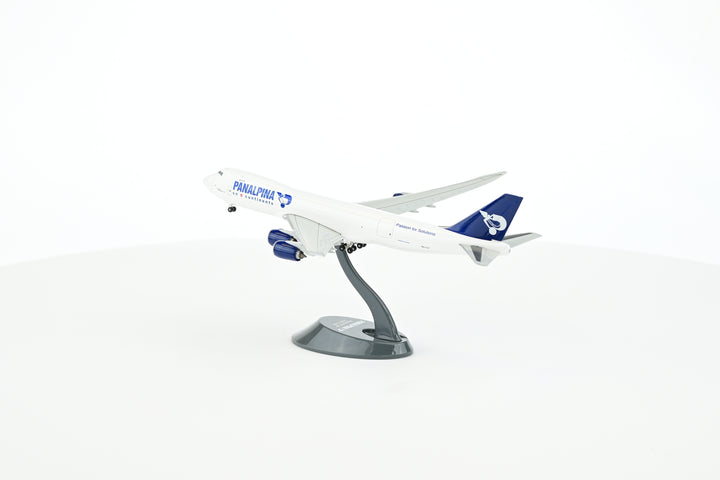 Detailed close-up of panalpina logo on Boeing B748F 1:400 scale model 