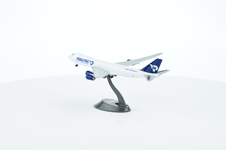 Collector's Panalpina Boeing B748F 1:400 model displayed on stand