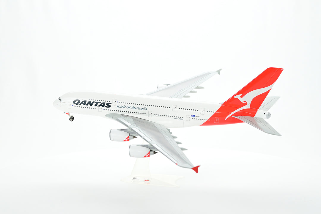 Qantas Airways Airbus A380 model aircraft side view landing gear