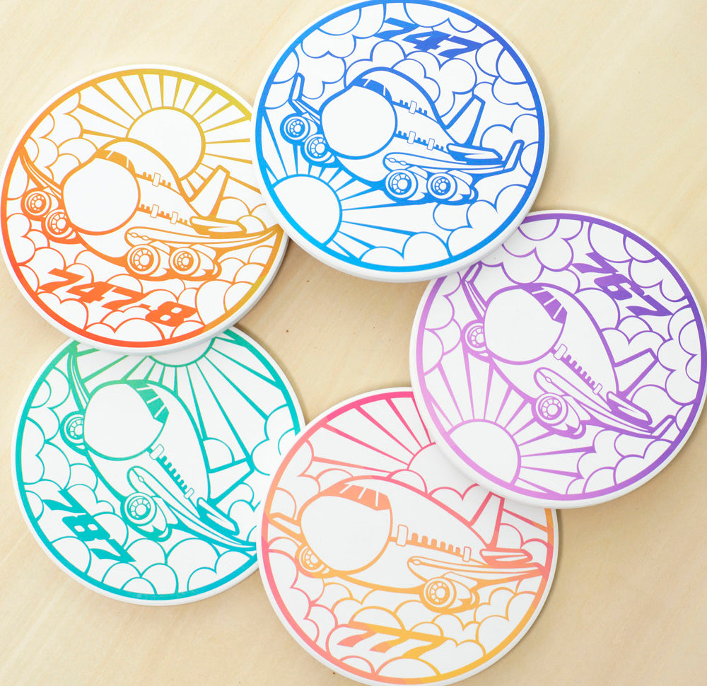 HeroPlane airline ceramic coaster vibrant design non-slip aviation gift