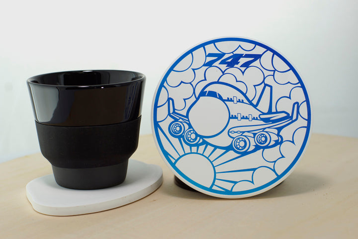 airline 747 themed ceramic coaster non-slip base home decor aviation style