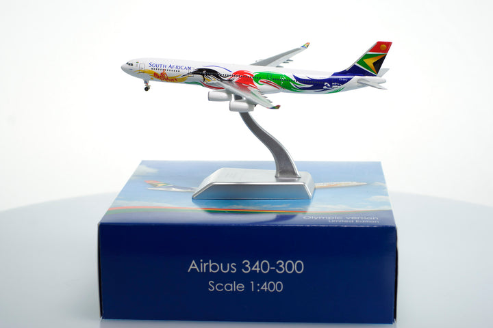 South African Airways Airbus A340-300 diecast model aircraft side view Olympic Limited Edition